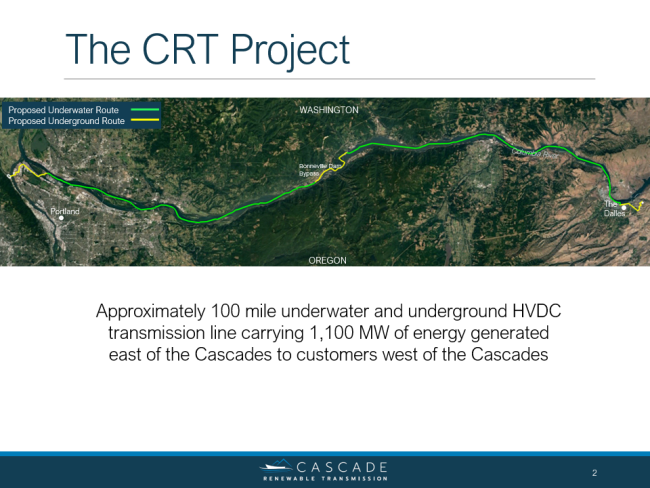 Route of Proposed Cascade Renewable Transmission corridor